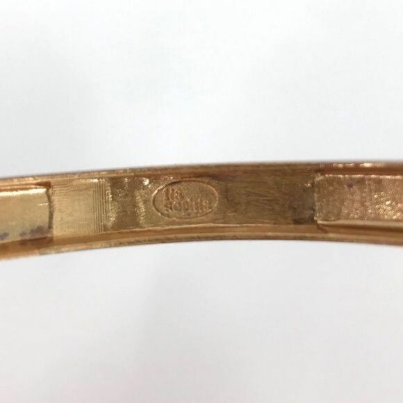 Lia Sophia “On Point” gold tone green bangle bracelet tribal aztec size medium - Picture 7 of 7